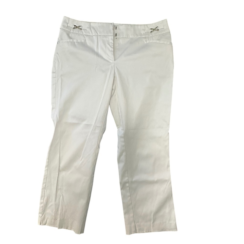 White Dress Pants Cropped Career Casual Trousers with Accents Size 12‎